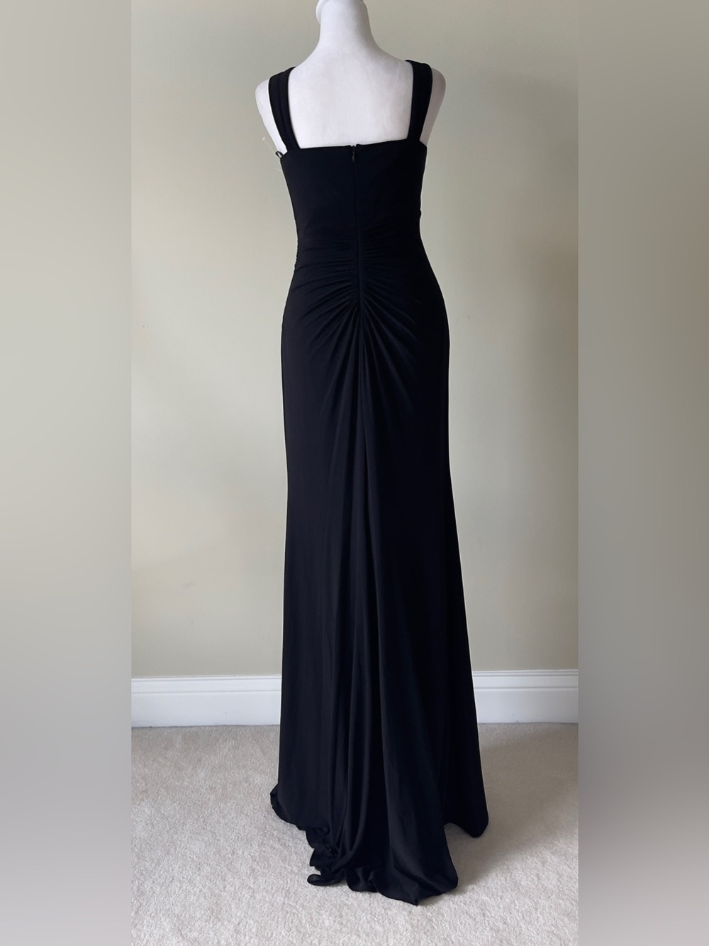 Eliza J Halter Neck Ruched Mermaid Black Evening Gown with Side Slit NWOT 10 - Picture 7 of 10